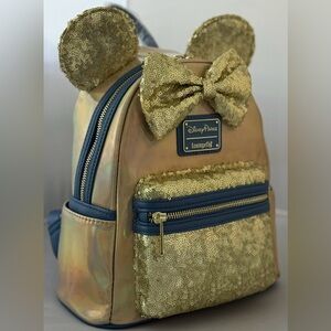 Loungefly Disney Parks EARidescent Gold and Blue Backpack Sparkle Collection